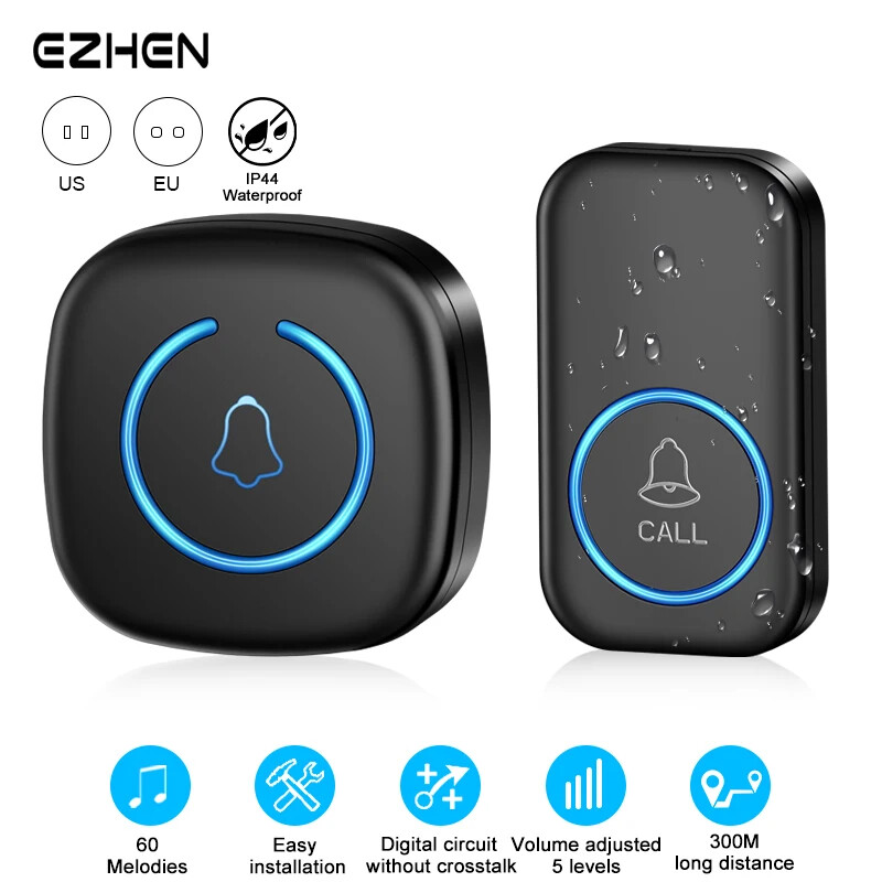 Wireless Doorbell with 300M Range 60 Melodies Remote Operation