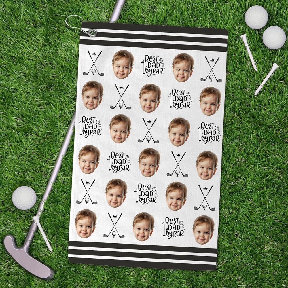 Best Dad Personalized Golf Towel with Kids - Perfect Gift for Golf Lovers-image