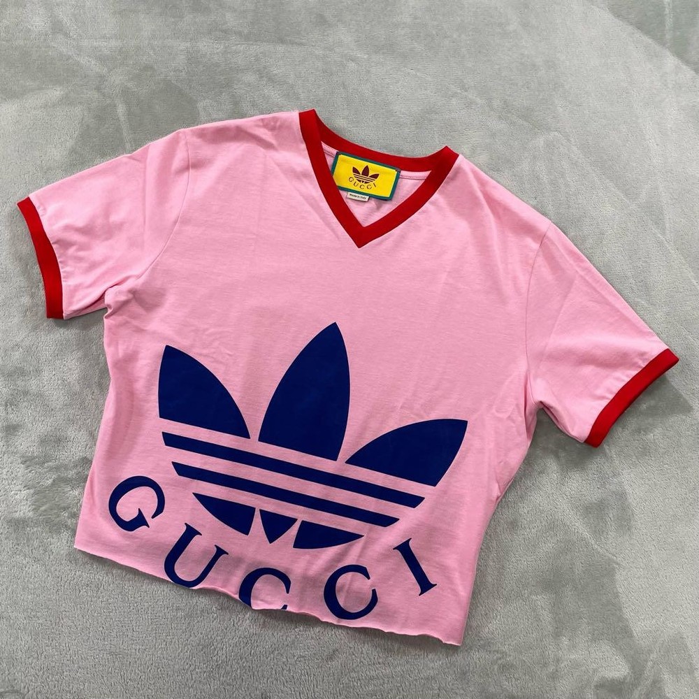 Gucci Adidas collaboration short sleeve T-shirt pink S