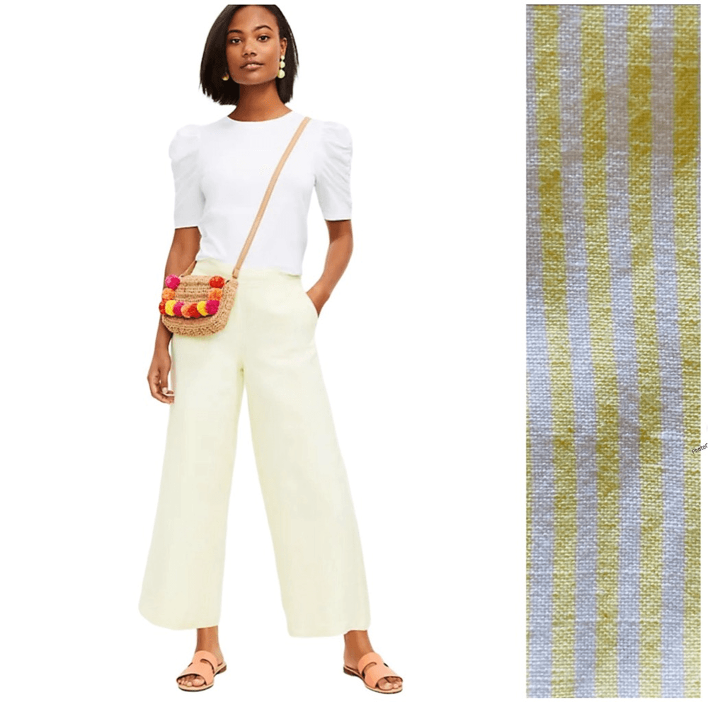 B4 LOFT Linen Striped Wide leg Pants Size Small