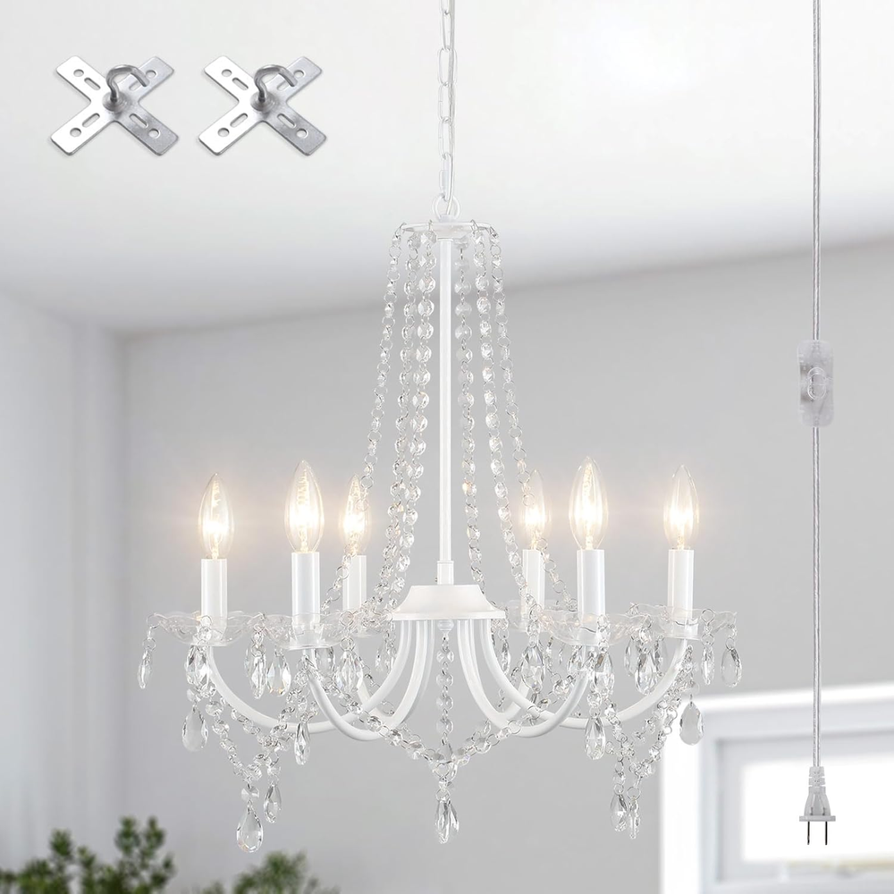 Lámparas de cristal enchufables accesorio de iluminación 6 luces lámpara de cristal moderna con