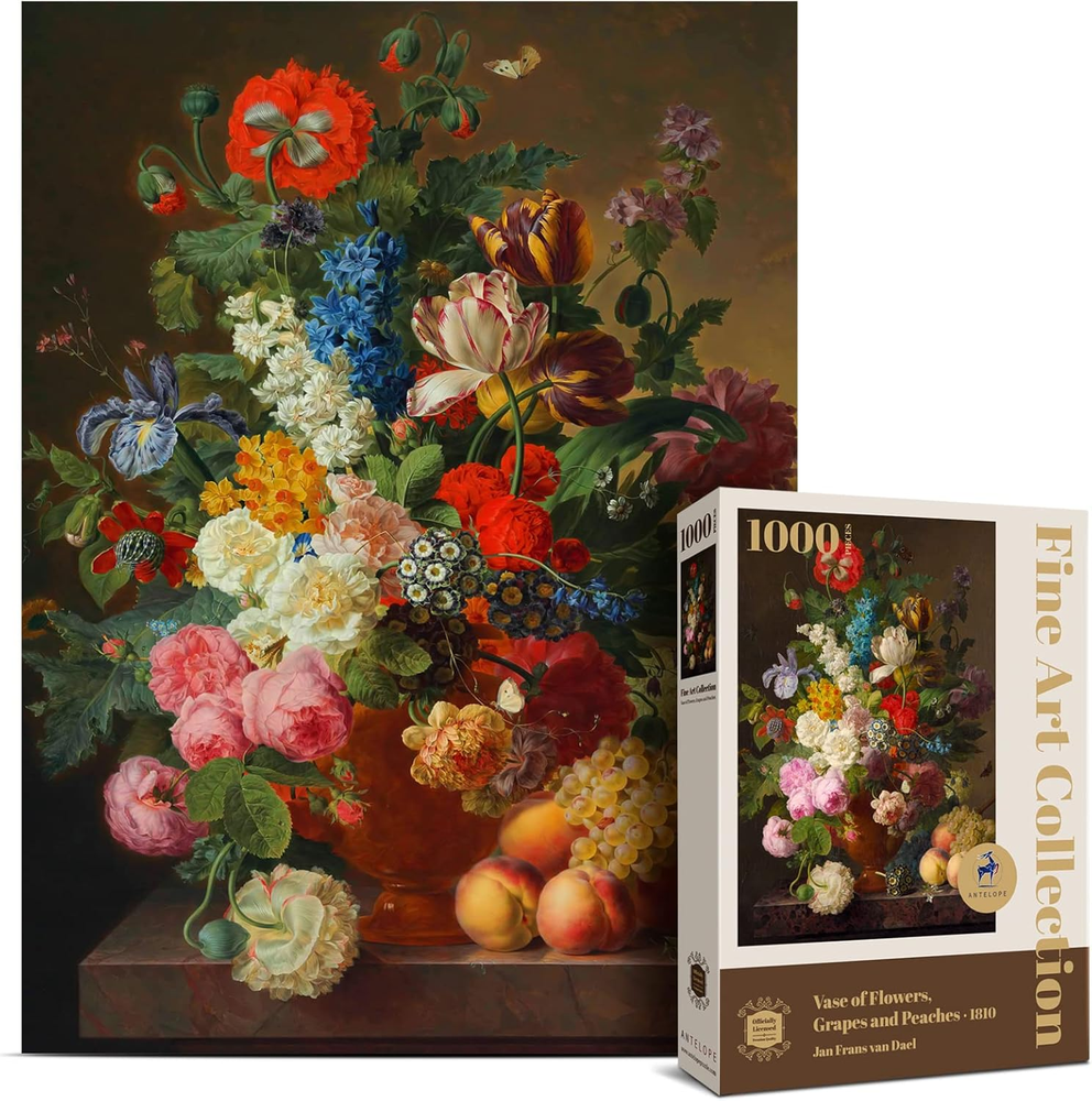 - 1000 Piece Puzzles for Adults - Vase Flower Grapes Peaches Jigsaw Puzzle 10...