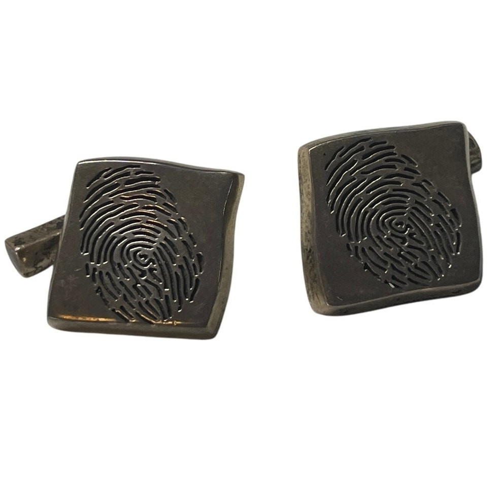 TEGO & Co. Sterling Silver Square Cufflink w/fingerprint detail