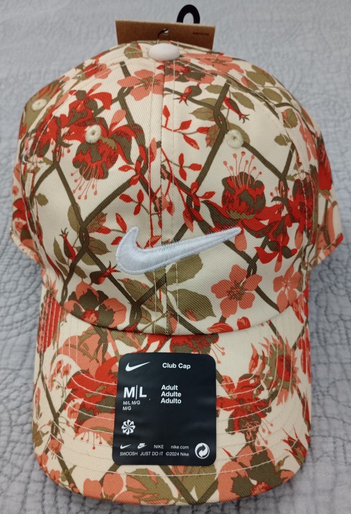 Nike Women's Floral Club Performance Adjustable Hat Cream Size M/L