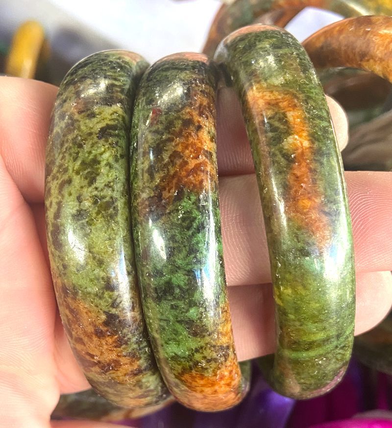 peacock Retro green peacock Peach Blossom Jade Bracelet Bangle 56-64mm healing