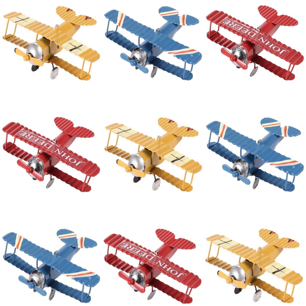 9 Pcs Vintage Airplane Decorations, Metal Airplance Models, Mini Hanging Iron Ai