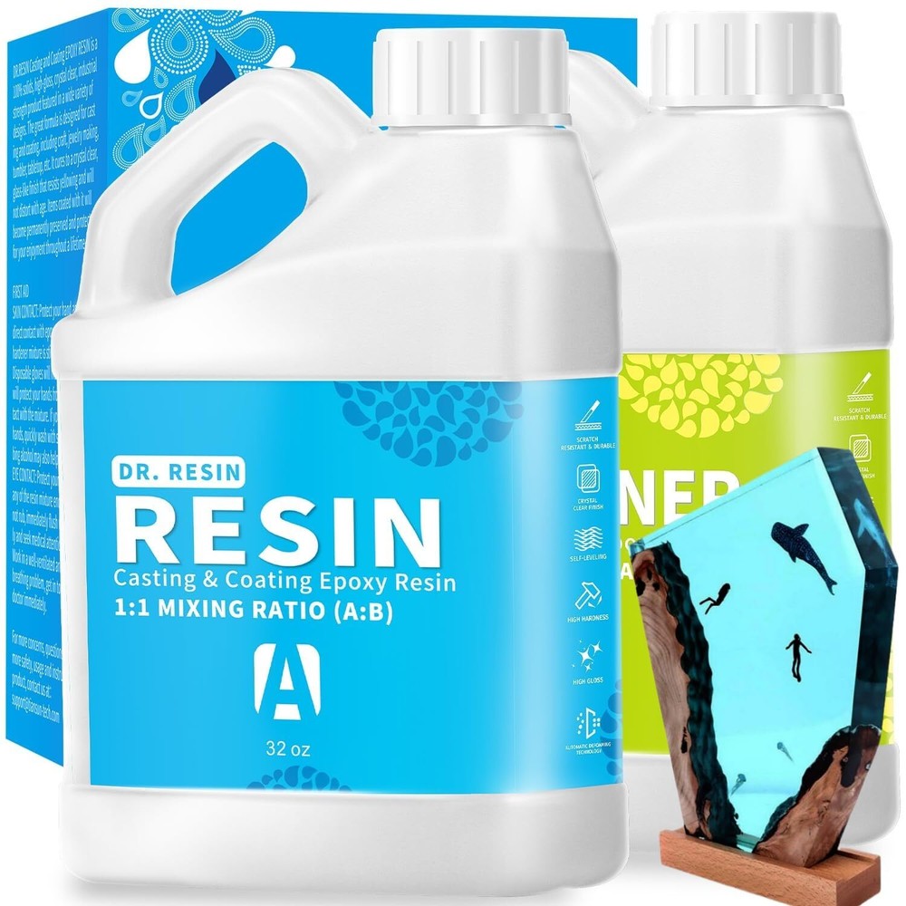 1/2 Gallon Clear Food-Safe Epoxy Resin Kit for DIY Countertops & Crafts