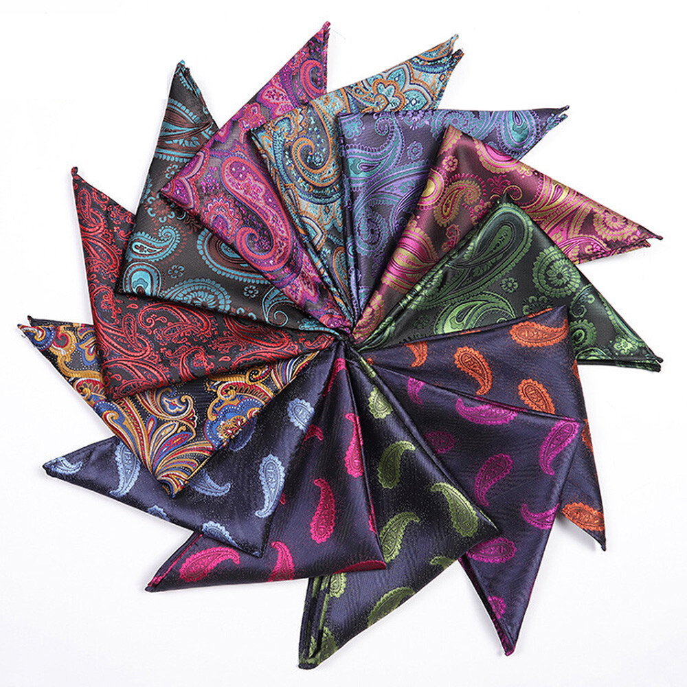 Men’s Tuxedo Colorful Paisley Pocket Square Wedding Party Hanky Handkerchief