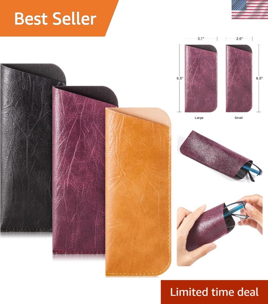 Fashionable Leather Eyewear Sleeves - 3 Color Pack for Small Glasses on the Go