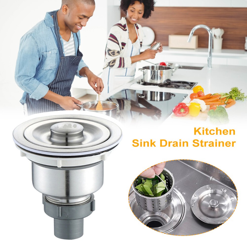 Kitchen Sink Drain Strainers Assembly w/Removable Deep Waste Basket&Sealing Lid