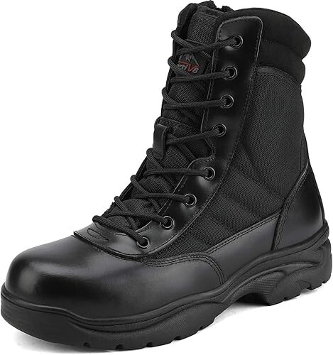 Men's Steel Toe Work Boots – Safety Military Combat Shoes, Sizes 12