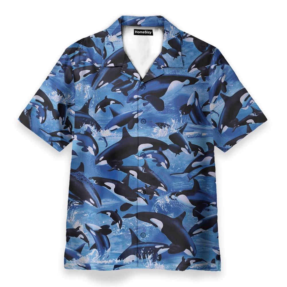 Dolphin Wave Mens Buttons Up Shirts   Hawaiian Shirt Beach Shorts