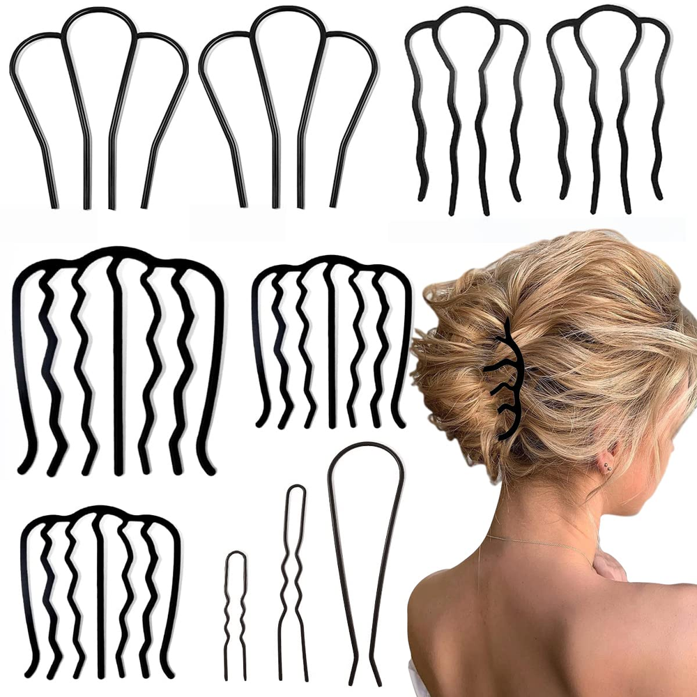 10 Pieces Side Combs U Shaped French Twist Comb Vintage Hair Stick for Updos, Te