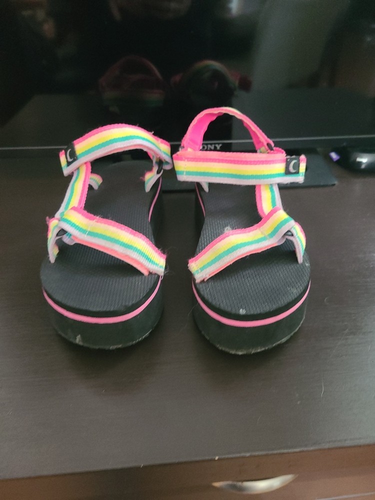 Tween Girls Rainbow Adjustable Platform Sandals Youth Size 5 Women 7