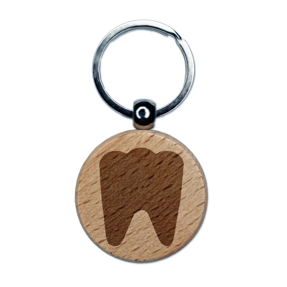 Personalized Dentist Tooth Wooden Keychain Tag Charm