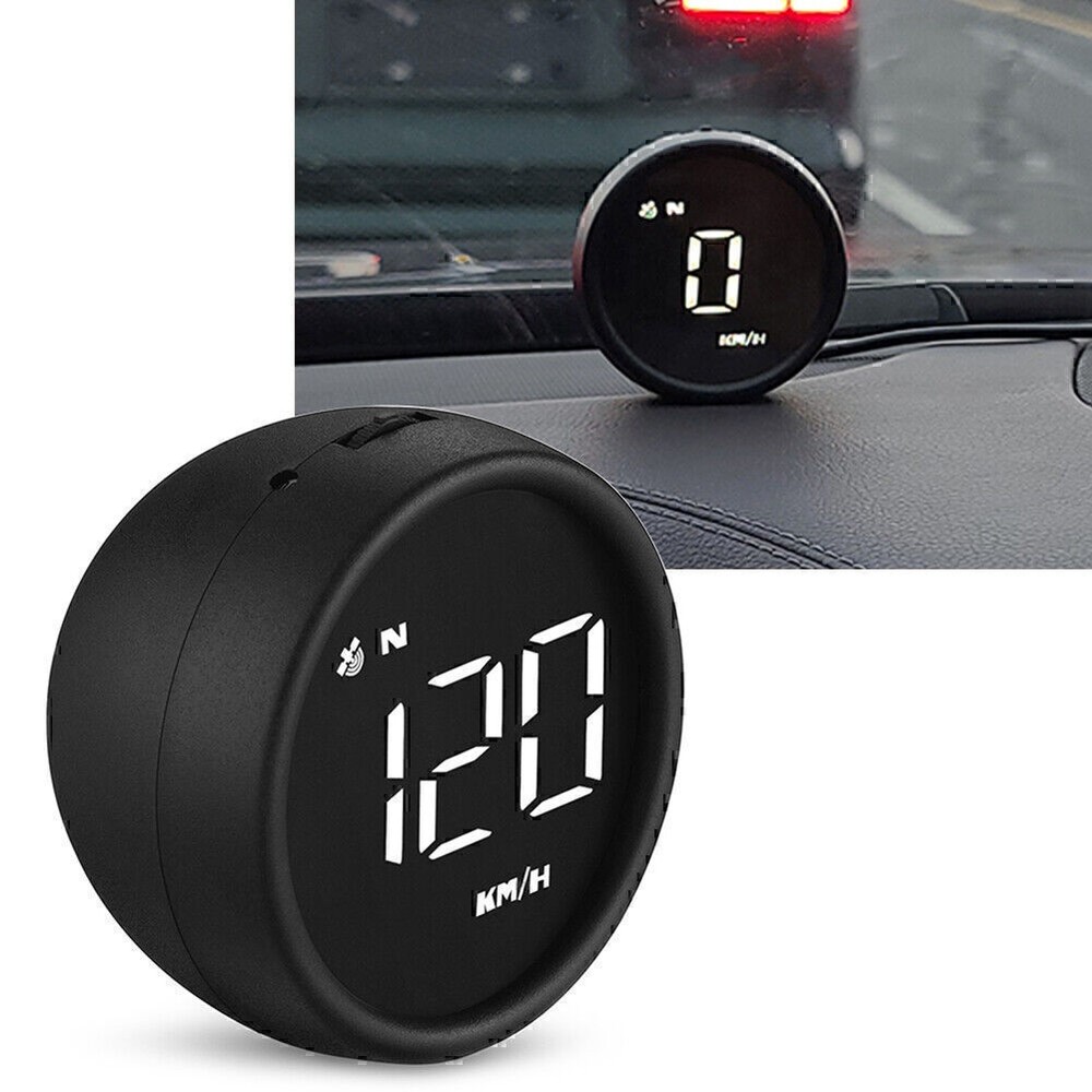 Digital GPS Speedometer HUD with Overspeed Warning in White