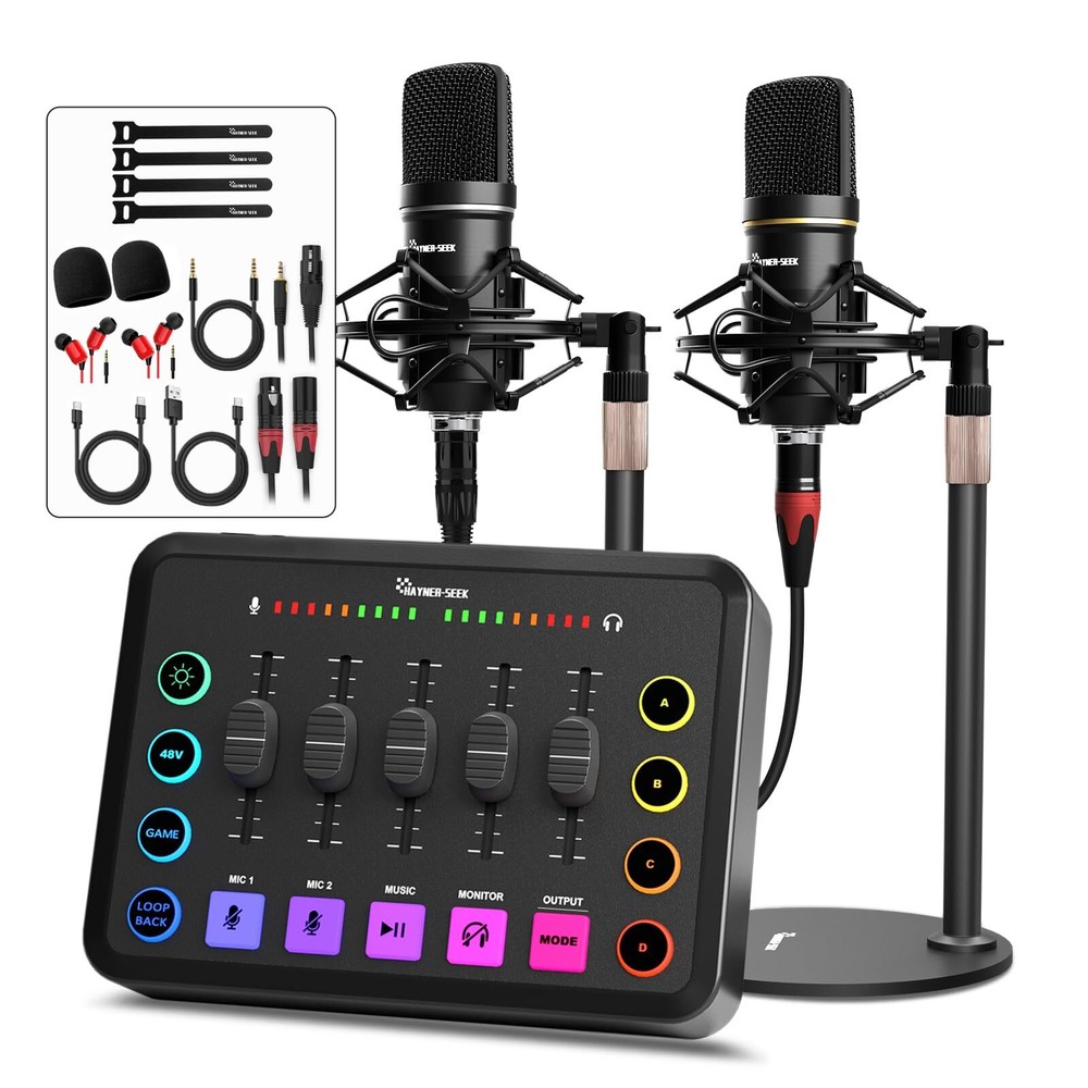 Podcast Bundle with XLR Mic Audio Interface and 48V Phantom Power