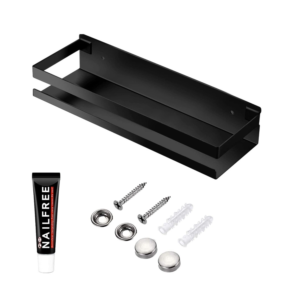 Rustproof Metal Floating Shelves Wall Mounted Storage Shelf for Bathroom Kitchen Bedroom