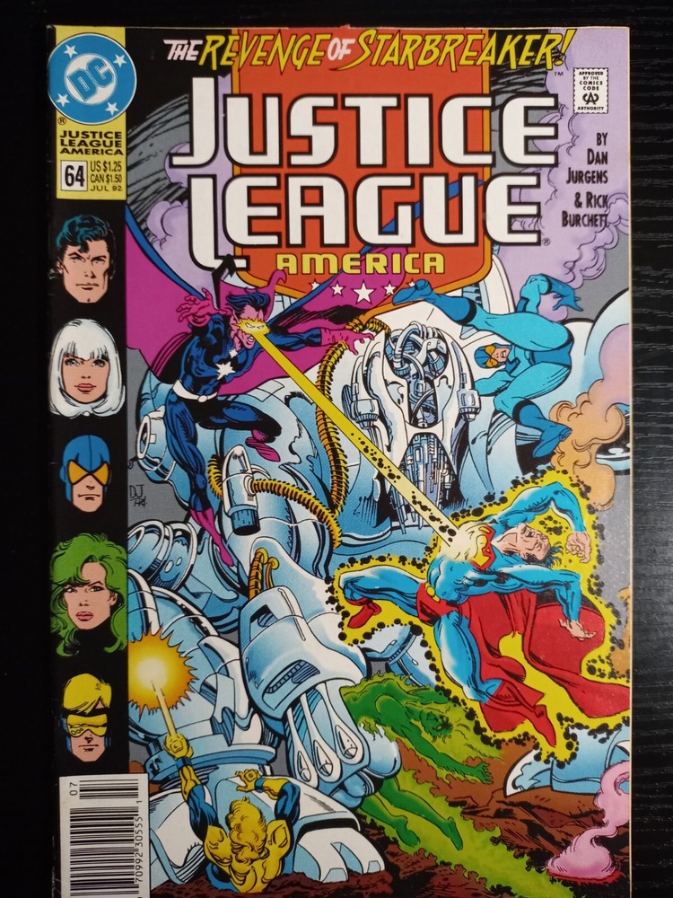 1992  JUSTICE LEAGUE AMERICA JUL #64 REVENGE OF STARBREAKER DC RARE NEWSSTAND ED