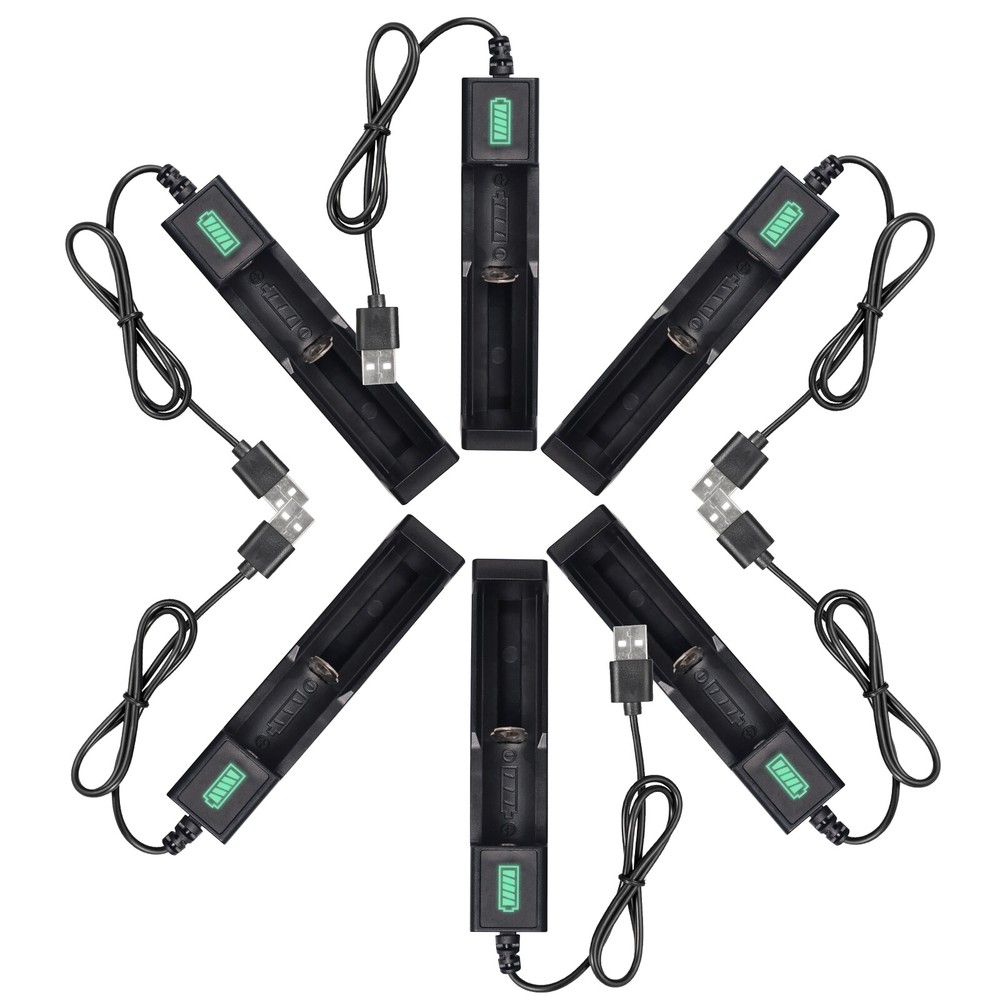 1-Slot USB Battery Charger Smart Adapter for 3.7v Lithium Rechargeable Batteries