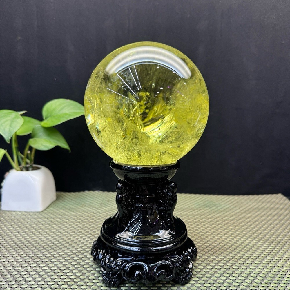 3.93LB Natural Citrine Quartz Sphere Crystal Ball for Reiki Healing and Energy Work 109mm
