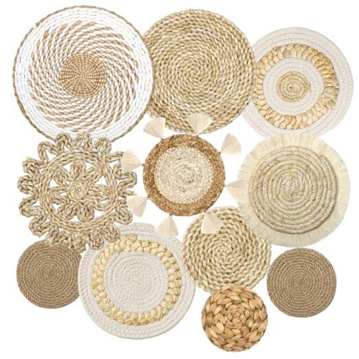 Set of Boho Wall Basket Decor Wicker Woven Wall Basket Decorations 11 Bohemian