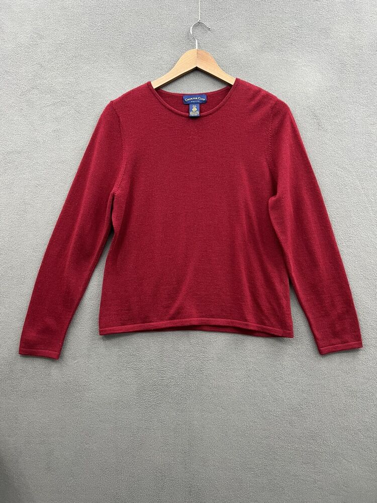 Vintage Charter Club Woolmark Women’s Petite Large Red Sweater 100% Wool