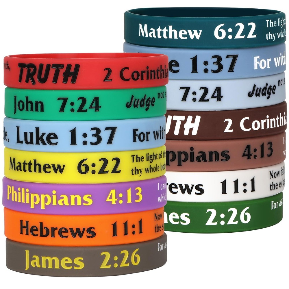 14 Pieces Bible Verse Bracelets Bulk Religious Christian Silicone Wristbands ...