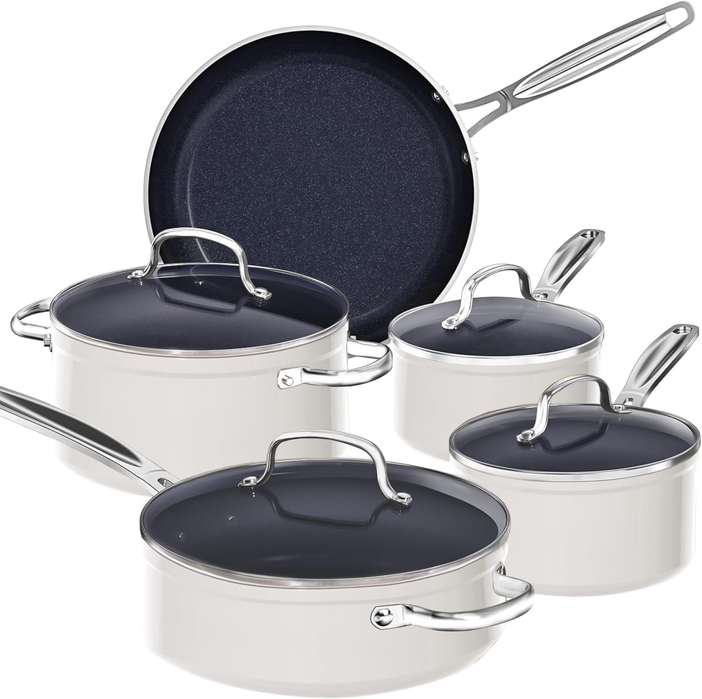 9Pc Duralon Blue Ceramic Nonstick Cookware Set with Diamond Coating