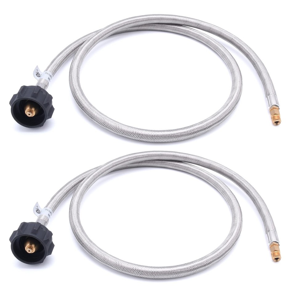 GGC 4 FT Stainless Braided RV Propane Pigtail Hose QCC1 Connector with 1/4'' ...