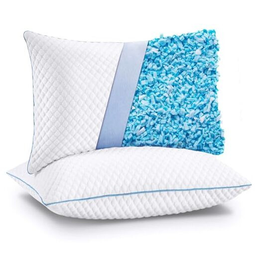 King size shredded memory foam cooling pillows set of 2