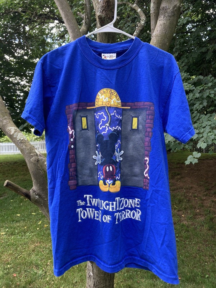 VTG Walt Disney World Twilight Zone Tower Of Terror Mickey Blue T-shirt Size S
