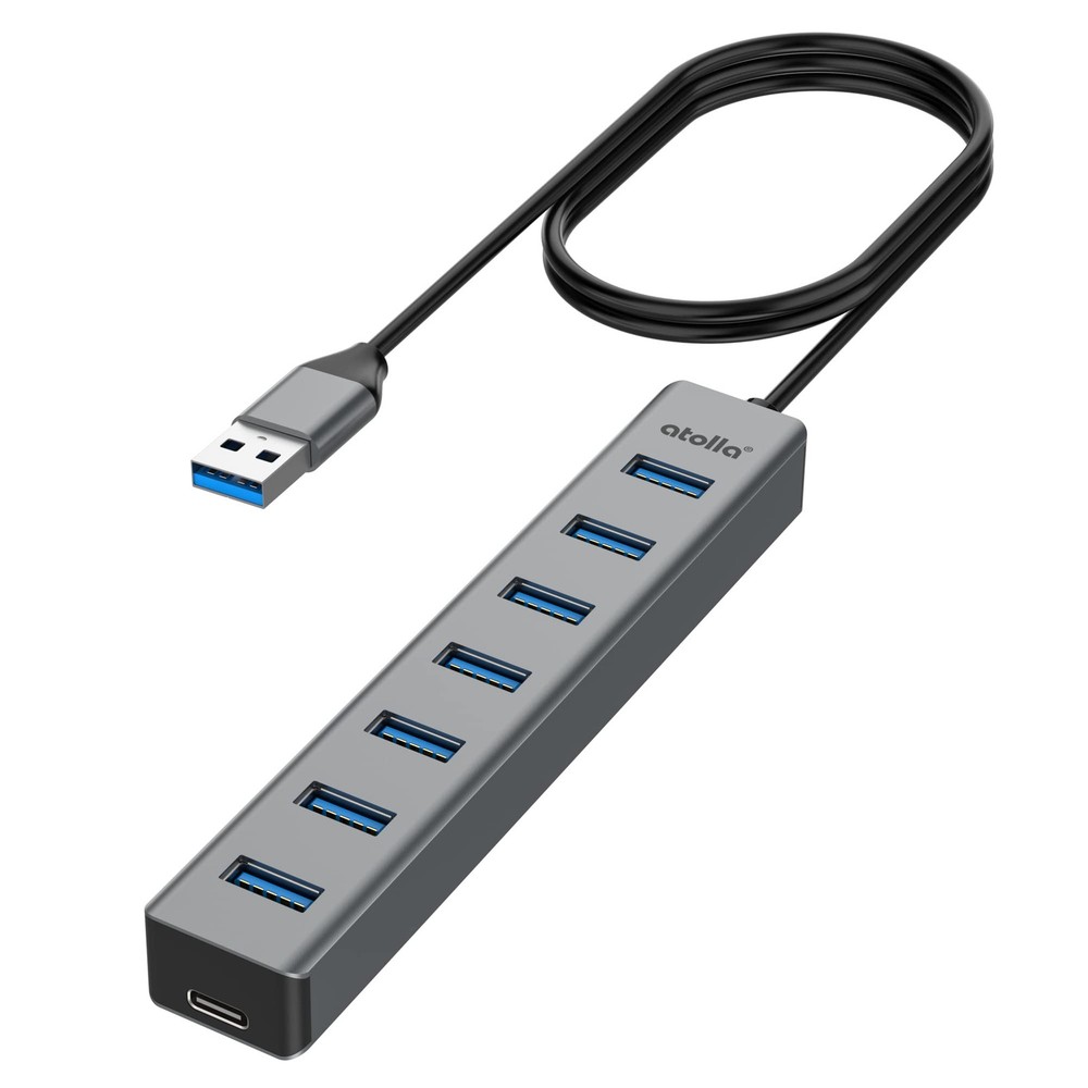 7-Port USB 3.0 Hub with 1m Cable - Aluminum Multi Splitter for Fast Data Transfer