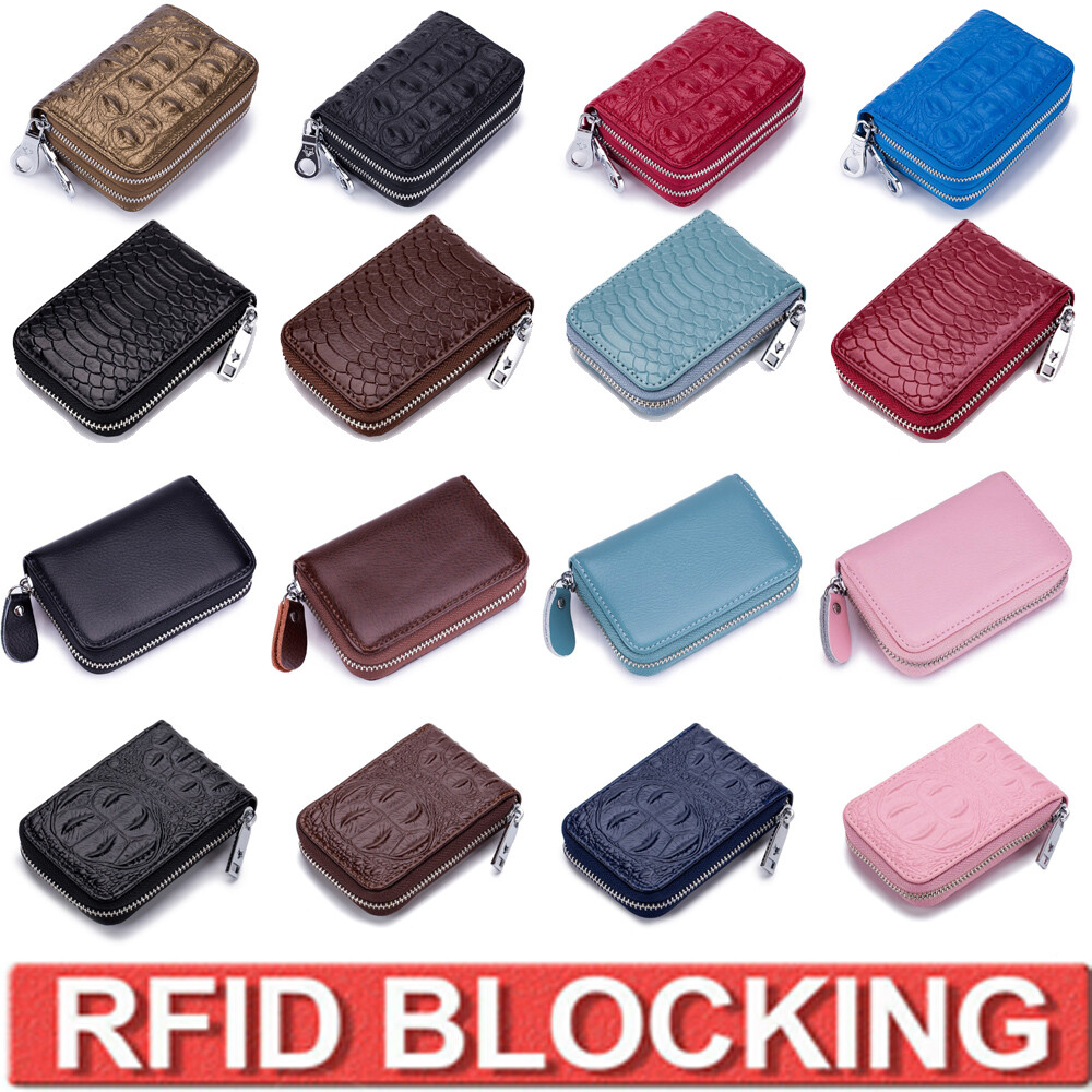 Leather RFID Blocking Credit Card Wallet with Zipper for Men & Women  -image