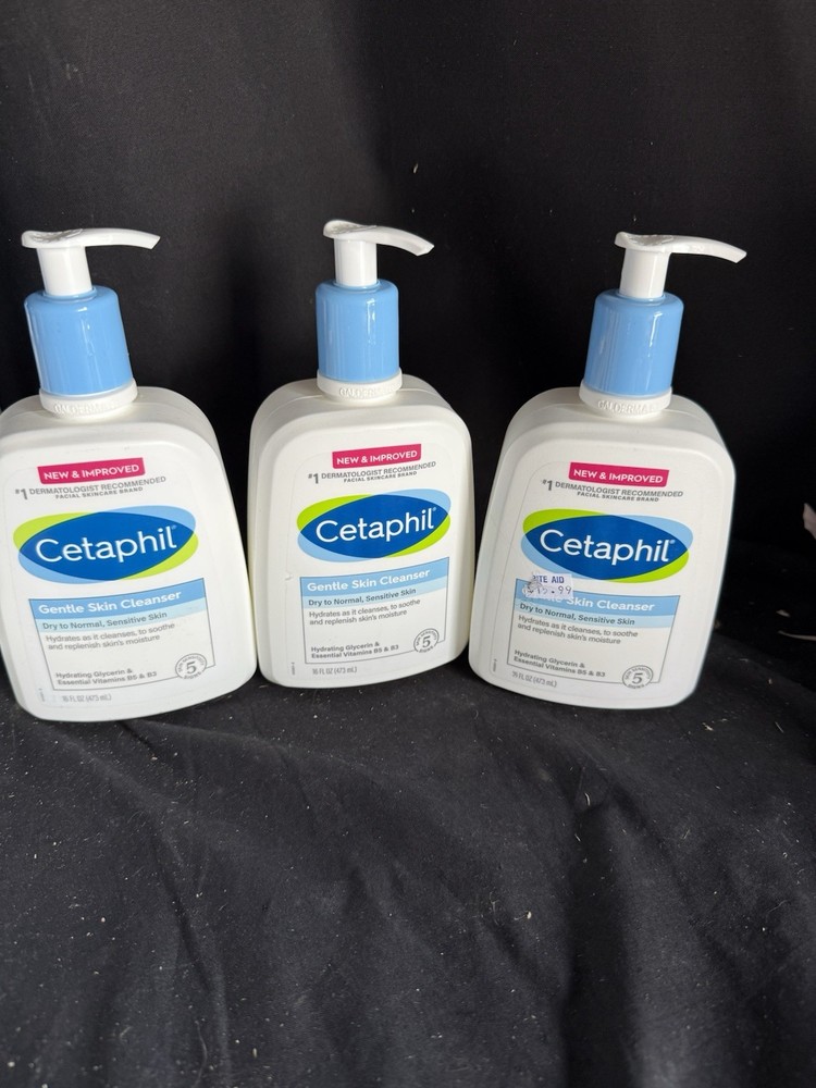 3 New Cetaphil Gentle Skin Cleanser Dry to Normal Sensitive Skin 16 Oz 48 Total