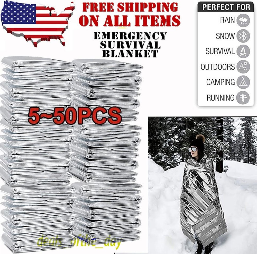 1-50 Emergency BLANKETS Thermal Survival Safety Insulating Mylar Heat 84