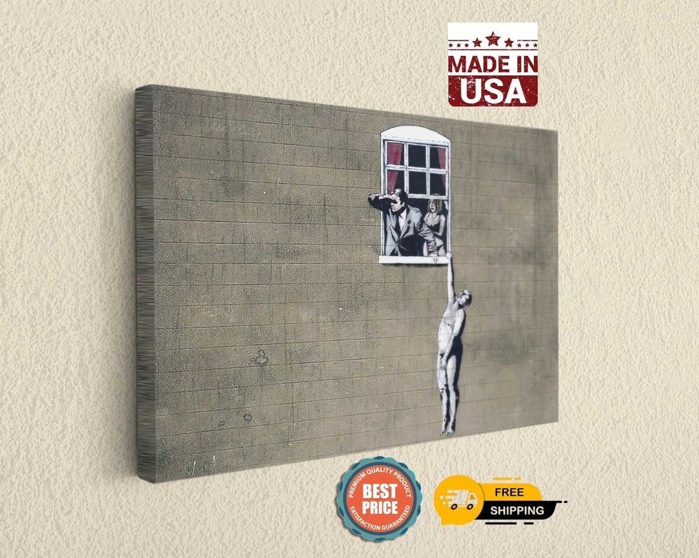 Banksy Naked Man Escape Street Art, Canvas Print Art. Home,Office Decor