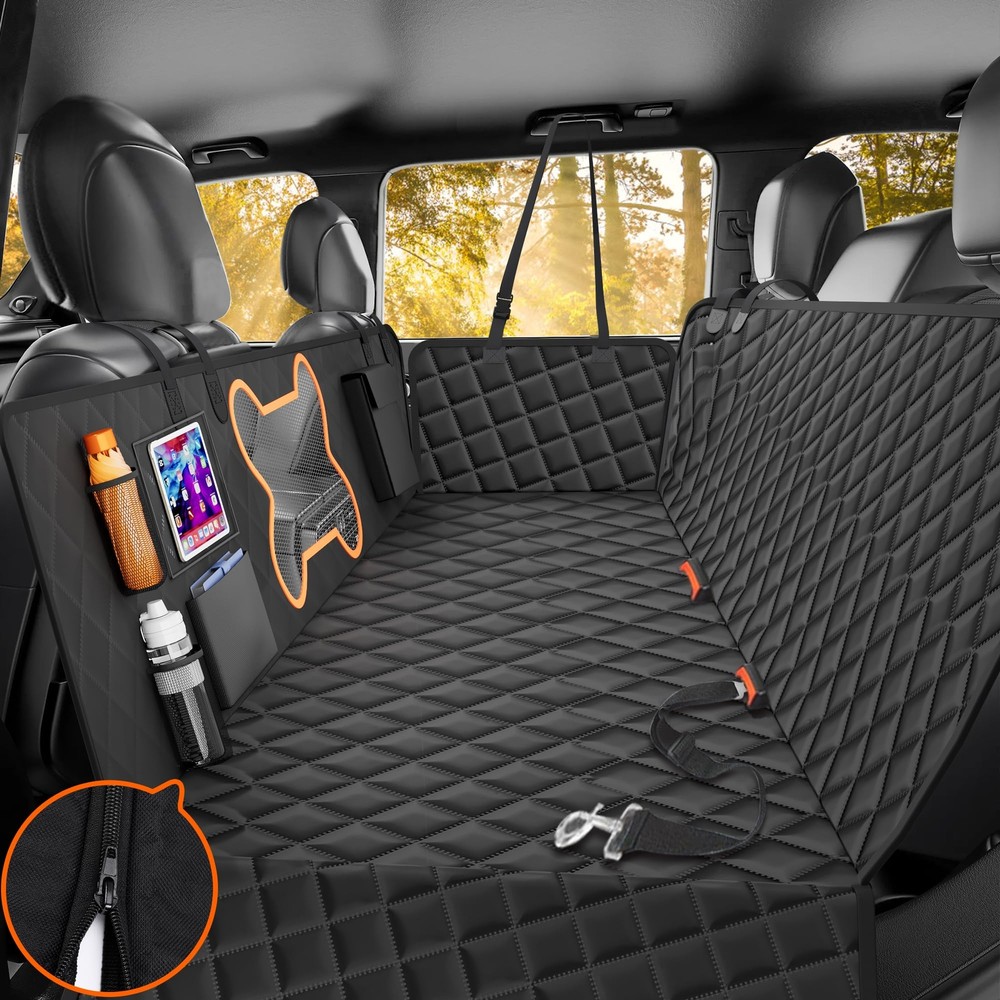 Waterproof Dog Seat Cover w/ Mesh Window - Scratch-Proof Car Protector
