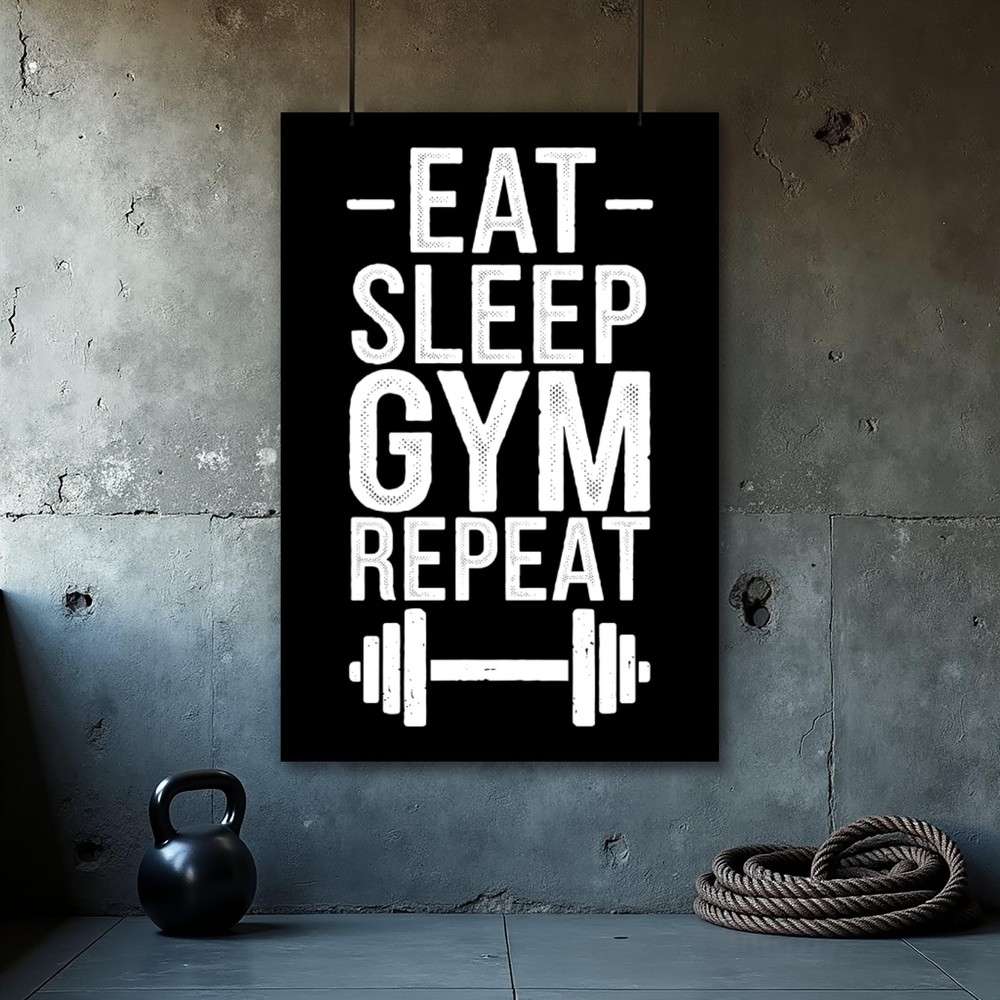 Eat Sleep Gym Repeat Fitness Motivation Wall Art Poster