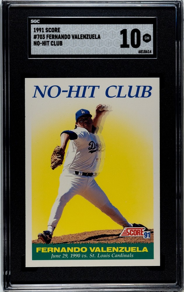1991 Score No-Hit Club Fernando Valenzuela #703 Los Angeles Dodgers SGC 10