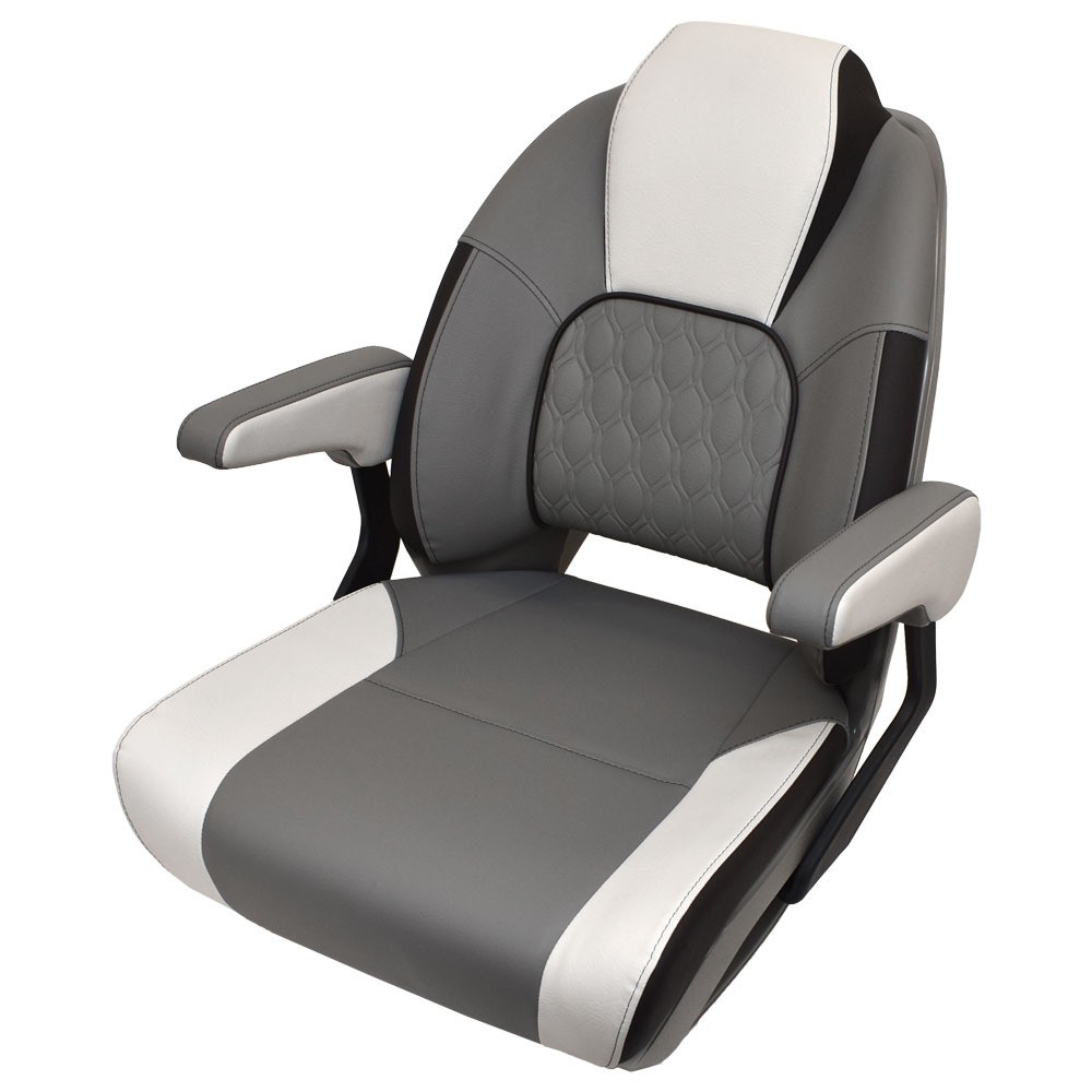 Wieland Motion Boat Low Back Helm Seat in Revolution Gray and Black 126858