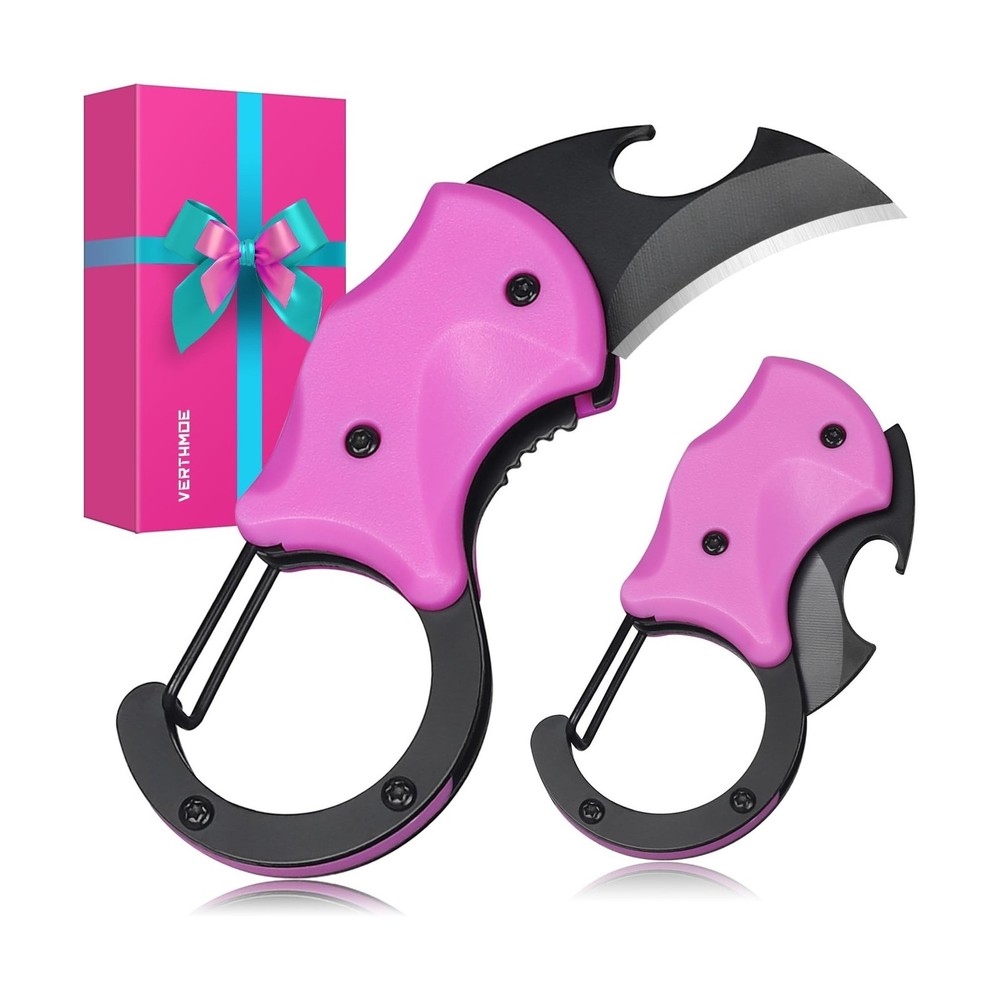 Pink Keychain Pocket Knife for Women - Cute Box Cutter Gift for Mom