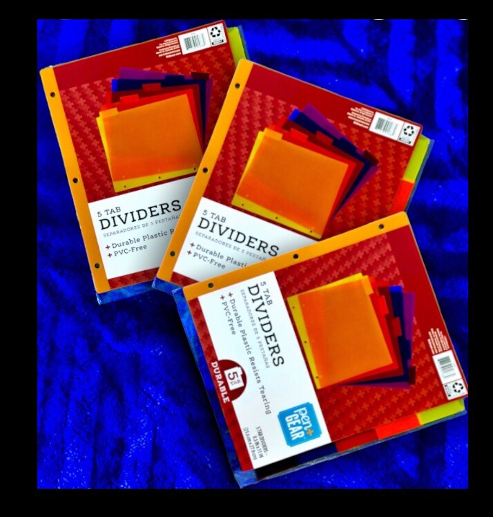 Pen+GEAR 15 Dividers with Tabs (3 packs),Durable Plastic,Tear Resistant,5 Colors