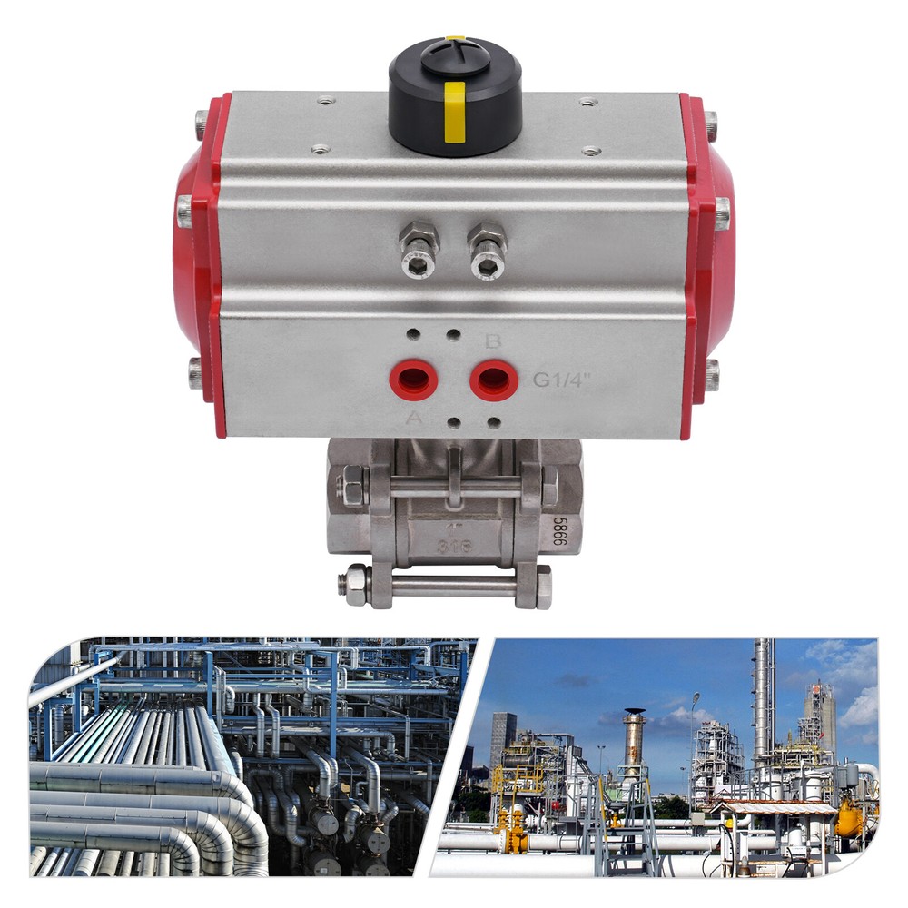 1 Inch Pneumatic Air Actuated Stainless 3 Pieces Ball Valve Single Acting USA