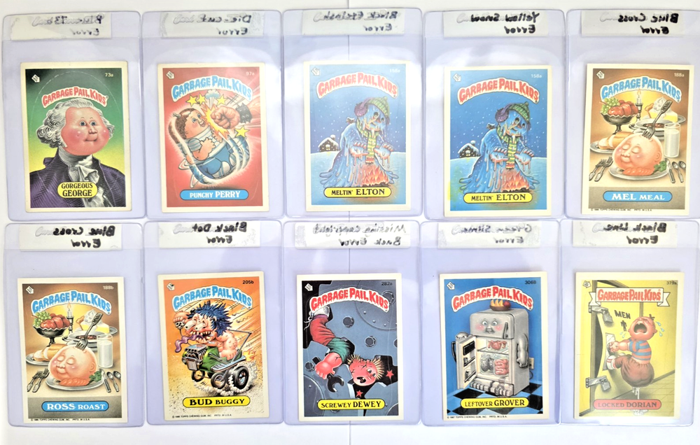 Lot of 27 Garbage Pail Kids Error Cards Yellow Snow Die-Cut Black Eyelash