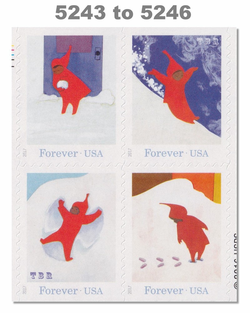 5243-46 5246a The Snowy Day Forever Block 8 Double-Sided Pane 2017 MNH - Buy Now-image