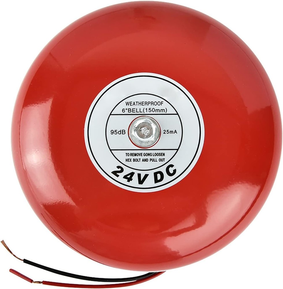 24V Metal Round Alarm Bell Security Fire Alarm Bell Red