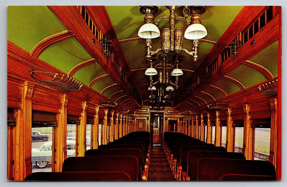 Interior Strasburg Rail Road Passenger Car Coach 3556 PA Postcard W20