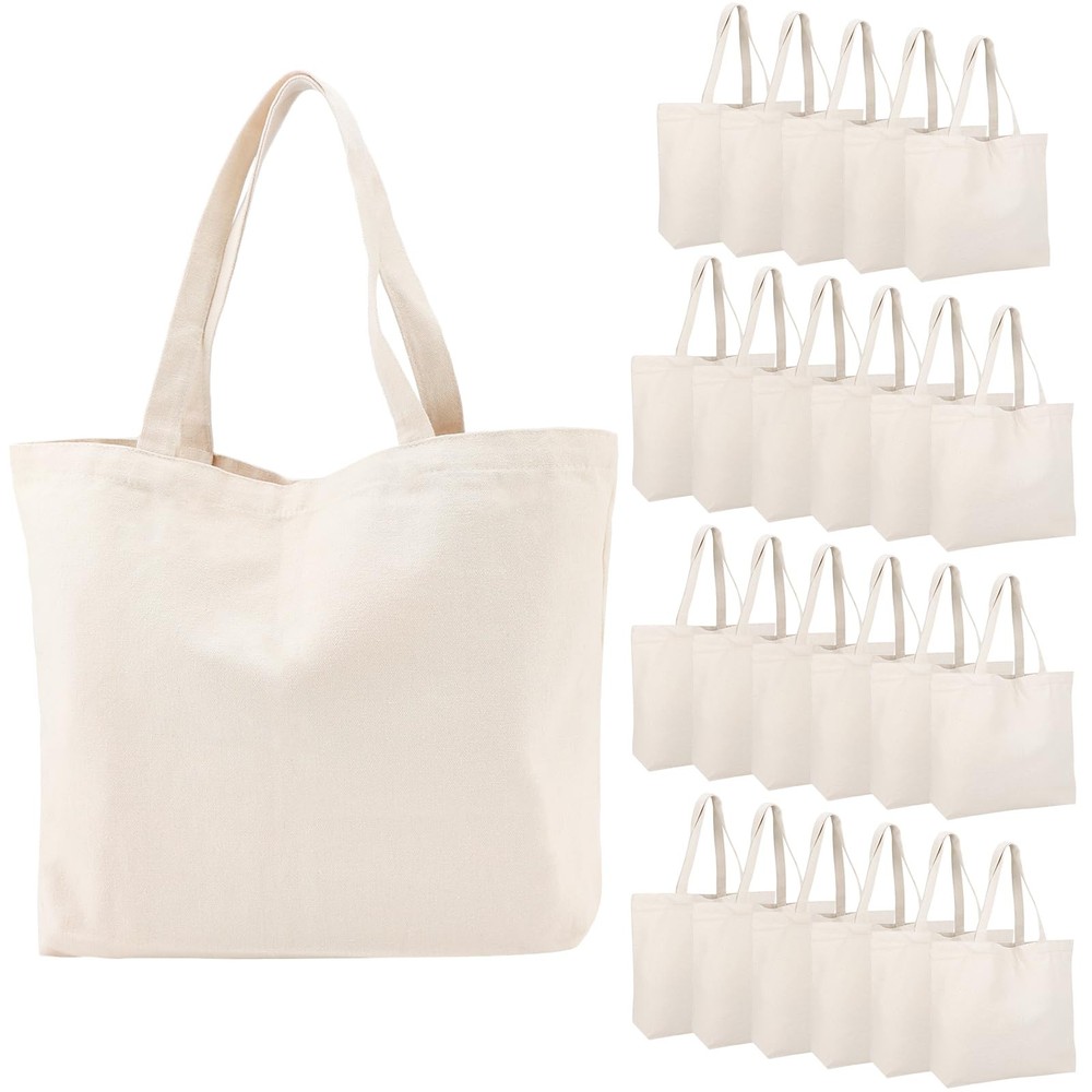 Segarty 24 Pack Heavy Duty Cotton Canvas Tote Bags Reusable Washable Groceries