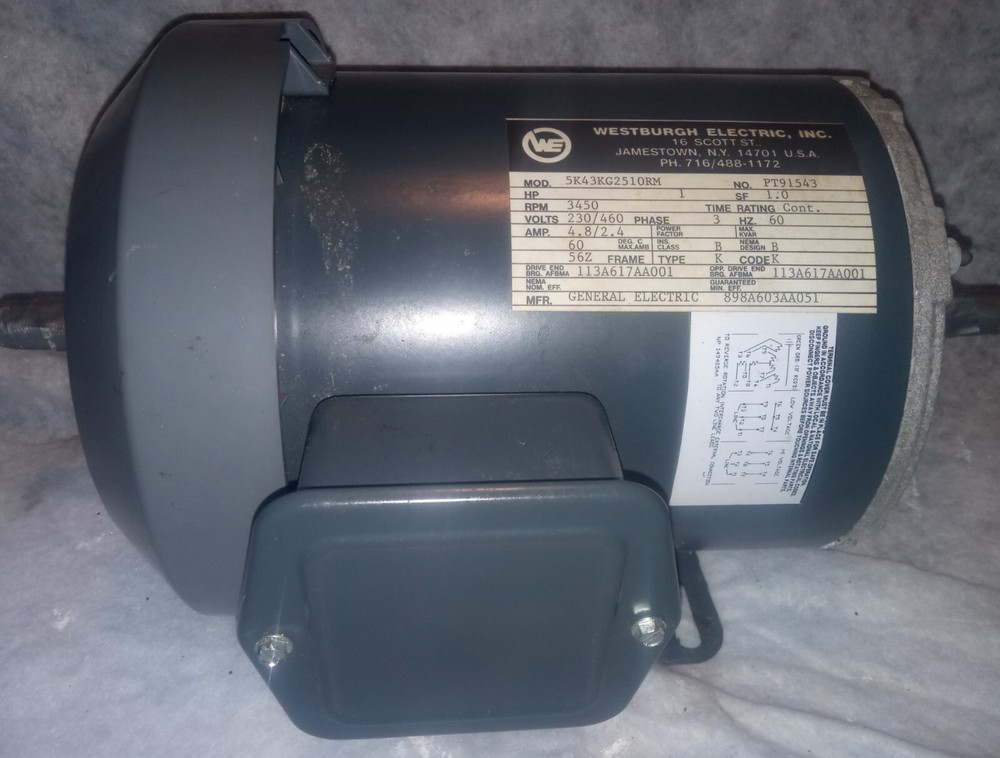 NEW GE 5K43KG2510RM AC MOTOR 1 HP FR:56Z 3450RPM 3 Phase